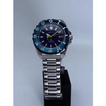 Custom Seiko Mod • Dark Blue Wave Yellow Shark Baby Monster Automatic • 42mm
